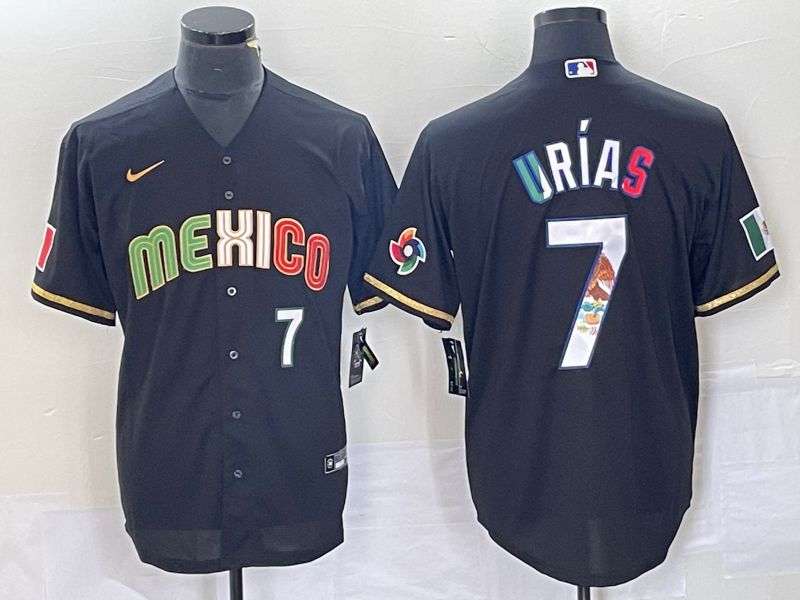 Men 2023 World Cub Mexico 7 Urias Black Nike MLB Jersey style 9189